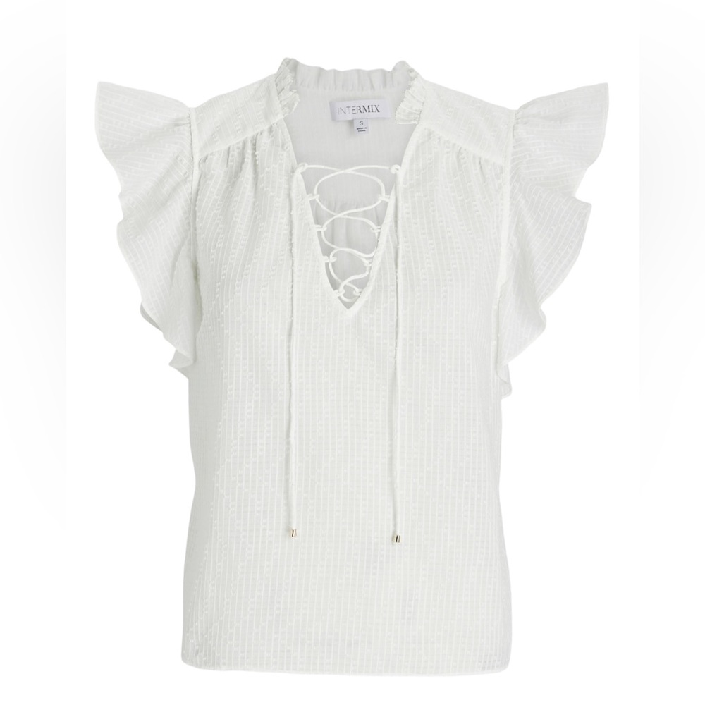INTERMIX White Ruffle Blouse - Picture 5 of 13